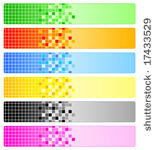 six abstract banners with pixels