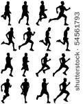 running man black silhouettes ...