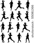 running girl black silhouettes  ...