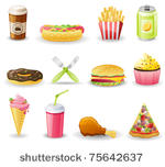 fast food icon set.  isolated...