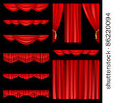 set of red curtains to theater...