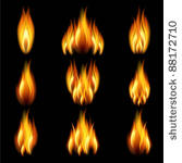 flames of different shapes on a ...
