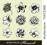 set of grungy flowers. layered. ...