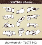 set of vintage hands. retro...