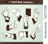 set of vintage hands. retro...