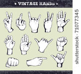 set of vintage hands. retro...