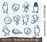 set of hand drawn freaks....