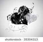grunge heart with splash and...