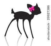 bambi silhouette with pink bow...
