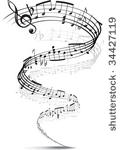 music notes twisted into a...