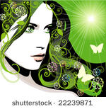 vector spring girl
