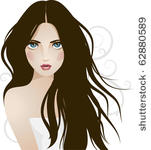 vector girl with long hair