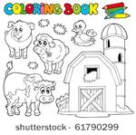 coloring book with farm animals ...