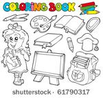 coloring book with school theme ...