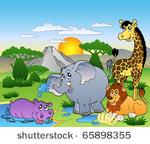 african landscape with four...