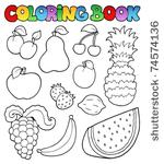 coloring book with fruits...