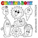 coloring book with summer...