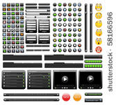 black web design elements set....