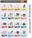 file type 3d icons set. vector...
