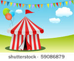 circus tent with flags and...