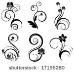 set of 6 floral elements