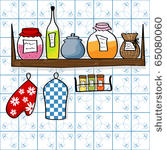 vector picture of kitchen shelf ...