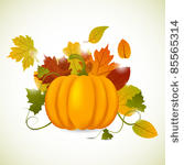 vector pumpkin and leaves