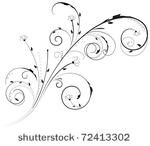 floral swirl ornament in black...