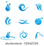glossy blue water symbols