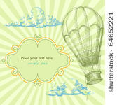 retro frame with hot air balloon
