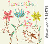 cute bird in the flowers garden