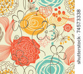 retro floral seamless pattern