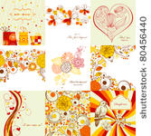 vector set of greeting cards in ...
