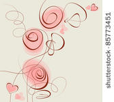 pink flowers and hearts vector...