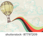 retro hot air balloon sky...