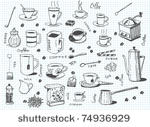 big vector set of coffee and tea