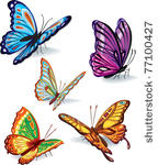 set of butterflies