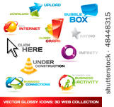 collection of glossy 3d vector...