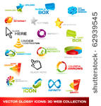 collection of glossy 3d vector...