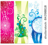 set of banners christmas tree...
