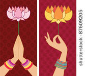 namaste hand   holding lotus...