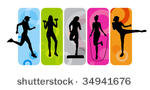 fitness silhouettes on abstract ...