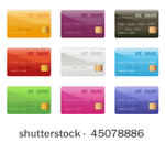 set of colored credit cards