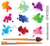 color splashes and paintbrushes