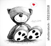 hand drawn teddy bear isolated...