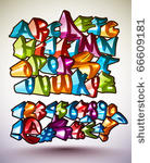 set of vector graffiti alphabets