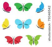 colorful butterflies logos set. ...