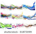 set of abstract rainbow wave...