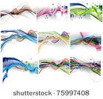 set of abstract rainbow wave...
