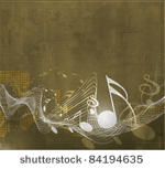 music notes with music wave...